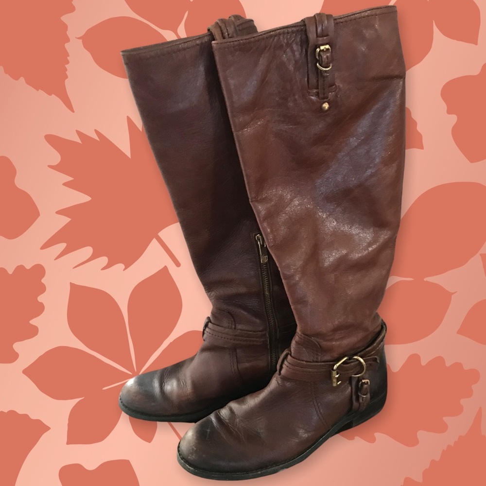 Vince Camuto cognac colored tall casual boots, size 8 1/2.